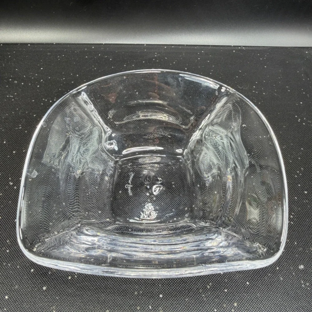 Simon Pearce Woodbury Glass Bowl Clear Hand Blown Signed Crystal Dish‎ Bowl VTG